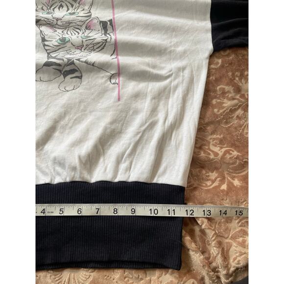 Vintage cat print front and back dolman style blouse size xs - Picture 6 of 6